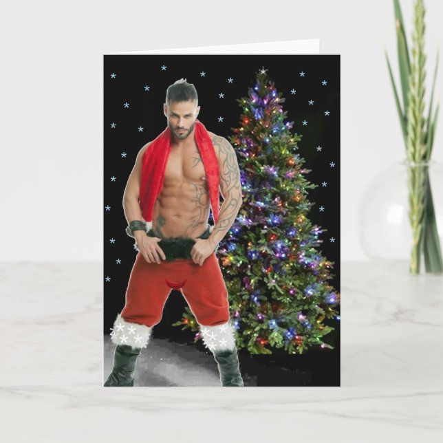 Tarjeta de Navidades de Hunk Buff Santa (Anverso)