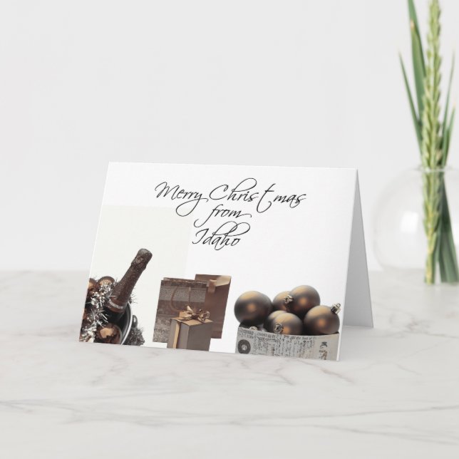 Tarjeta de Navidades de Idaho con ornamentos (Anverso)