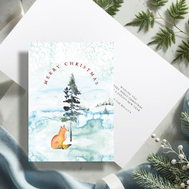 Tarjeta de Navidades de Ilustracion Fox Cute Water