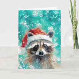 Tarjeta de Navidades de impresión de mapache multi