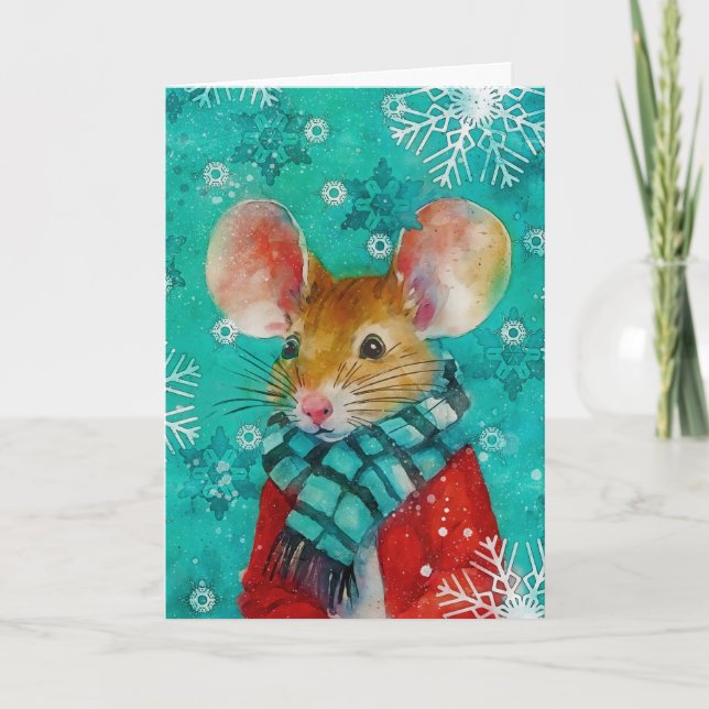 Tarjeta de Navidades de impresión de ratón multime (Anverso)