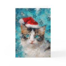 Tarjeta de Navidades de impresión para gato de med
