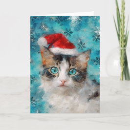 Tarjeta de Navidades de impresión para gato de med
