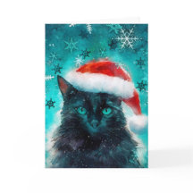 Tarjeta de Navidades de impresión para gato de med