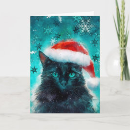 Tarjeta de Navidades de impresión para gato de med