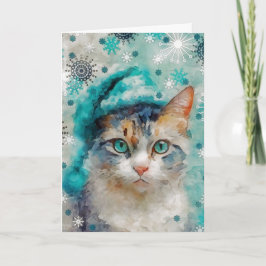 Tarjeta de Navidades de impresión para gato de med