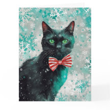 Tarjeta de Navidades de impresión para gato de med
