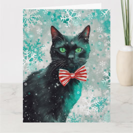Tarjeta de Navidades de impresión para gato de med