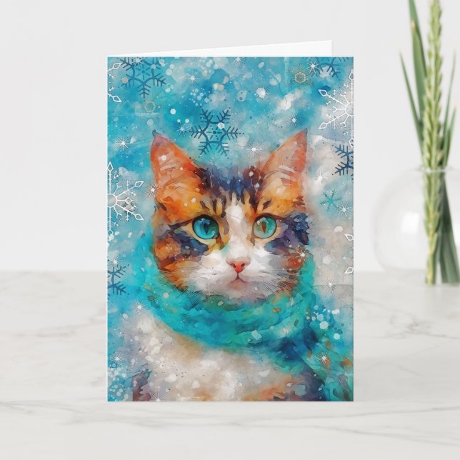 Tarjeta de Navidades de impresión para gato de med (Anverso)