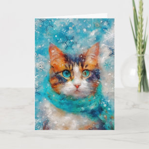 Tarjeta de Navidades de impresión para gato de med