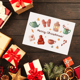 Tarjeta de Navidades de invierno de caña de dulce 