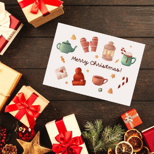 Tarjeta de Navidades de invierno de caña de dulce 