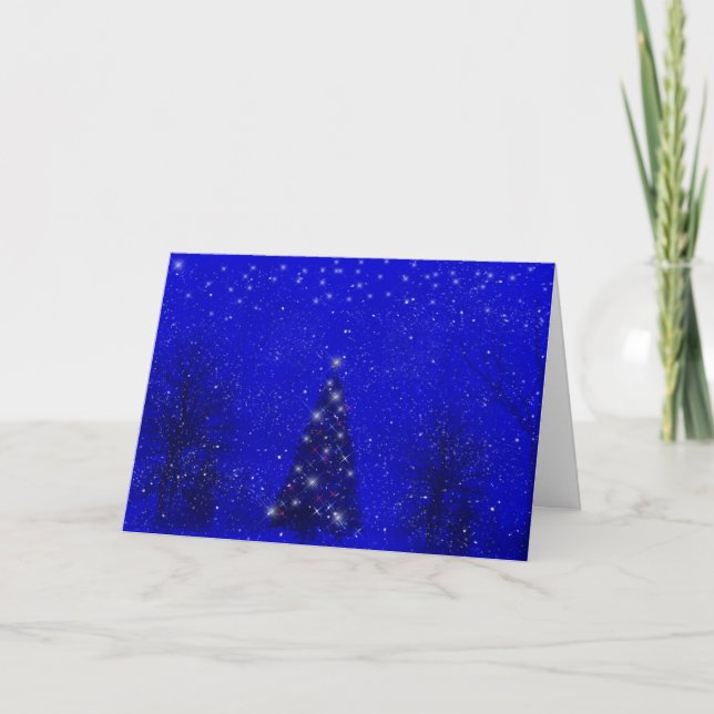 Tarjeta de Navidades de invierno por la noche (Anverso)