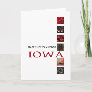 Tarjeta de Navidades de Iowa con adornos