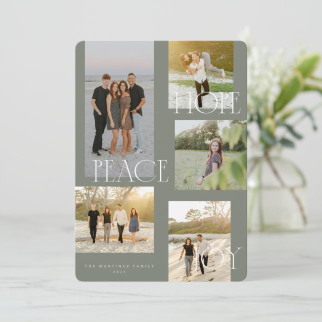 Tarjeta de Navidades de Joy de Peace Hope (Anverso de pie)