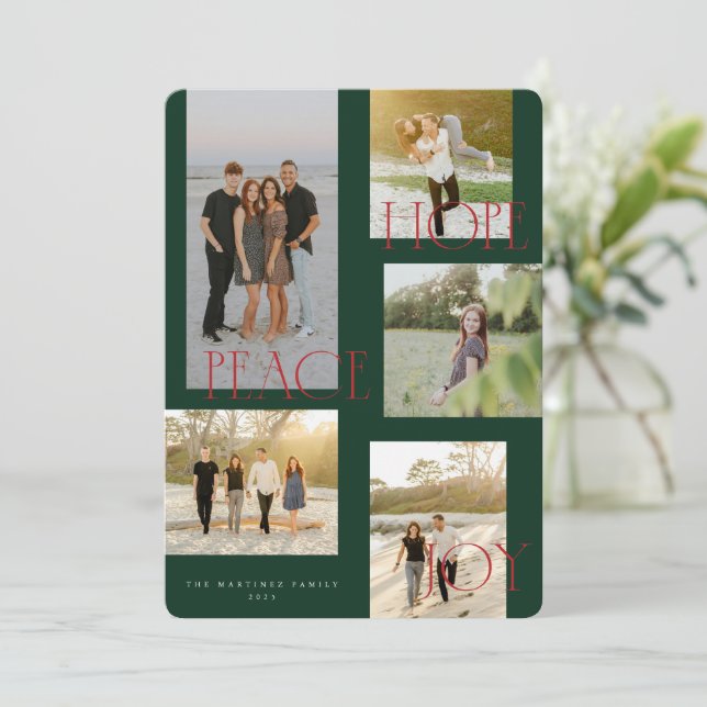 Tarjeta de Navidades de Joy de Peace Hope (Anverso de pie)