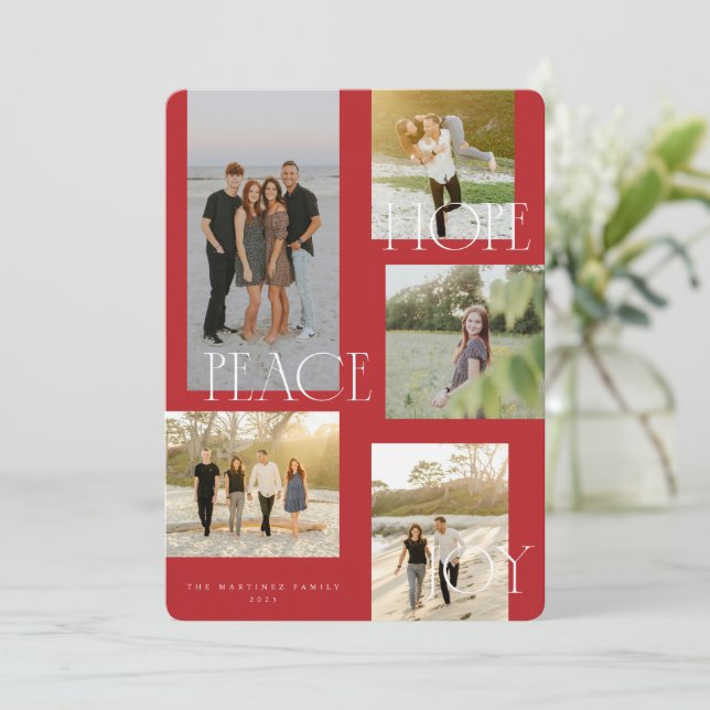 Tarjeta de Navidades de Joy de Peace Hope (Anverso de pie)