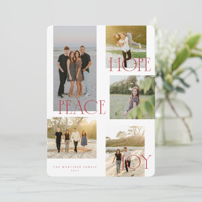 Tarjeta de Navidades de Joy de Peace Hope (Anverso de pie)