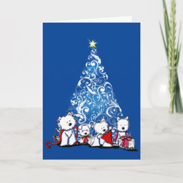Tarjeta de Navidades de KiniArt Westie Terriers