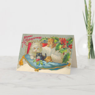 Tarjeta de Navidades de Kitten Vintage