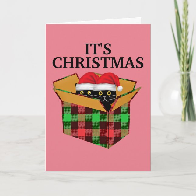 TARJETA DE NAVIDADES DE KITTENS DE GATOS NEGROS CU (Anverso)