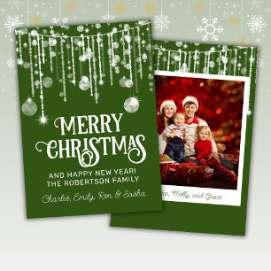 Tarjeta de Navidades de la cadena blanca verde fot