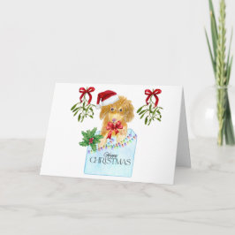 Tarjeta de Navidades de la caja azul para perros