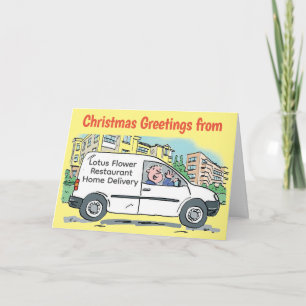 Tarjeta de Navidades de la camioneta blanca del se