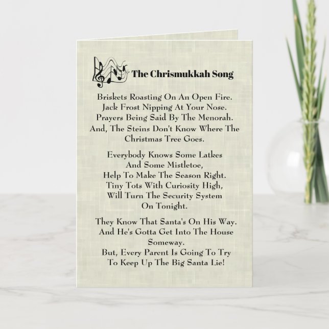 Tarjeta de Navidades de la canción de Chrismukkah (Anverso)