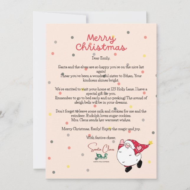 Tarjeta de Navidades de la carta personalizada de  (Anverso)