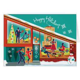 Tarjeta de Navidades de la casa moderna de mediado