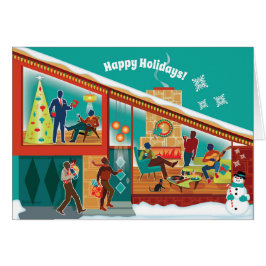 Tarjeta de Navidades de la casa moderna de mediado