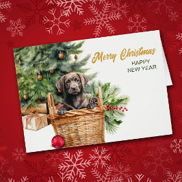 Tarjeta de Navidades de la cesta de mimbre Black L