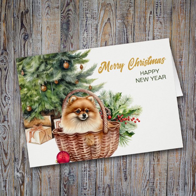 Tarjeta de Navidades de la cesta de mimbre de perr (Subido por el creador)