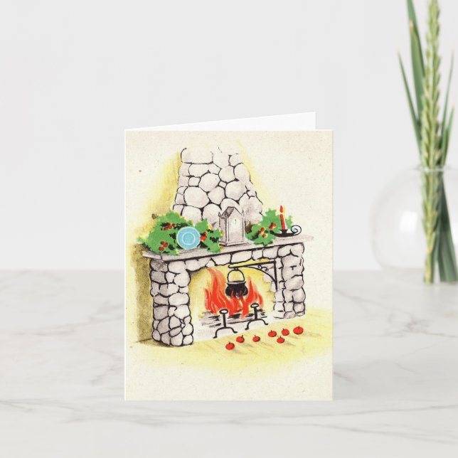Tarjeta de Navidades de la chimenea de Navidad de  (Anverso)