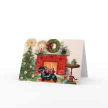 Tarjeta de Navidades de la chimenea y del territor