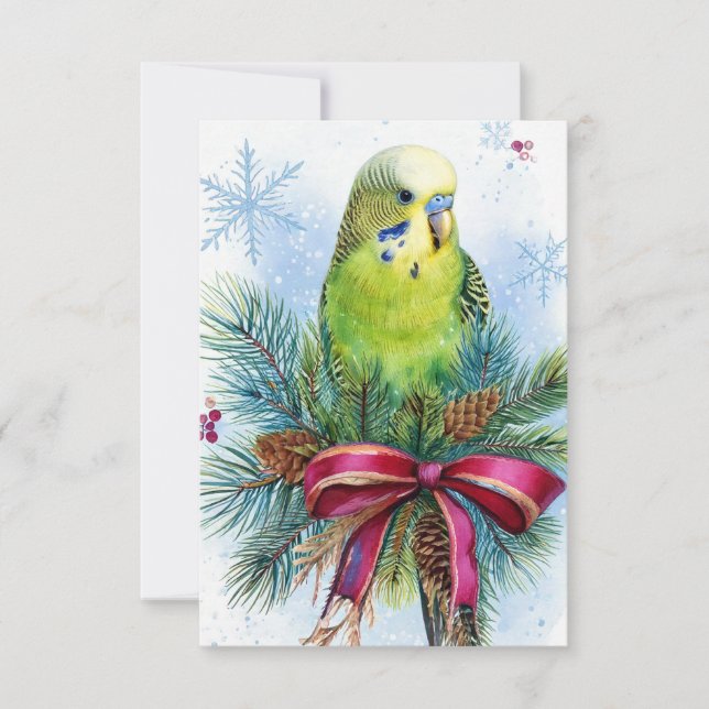 Tarjeta de Navidades de la cinta parakeet y Navida (Anverso)