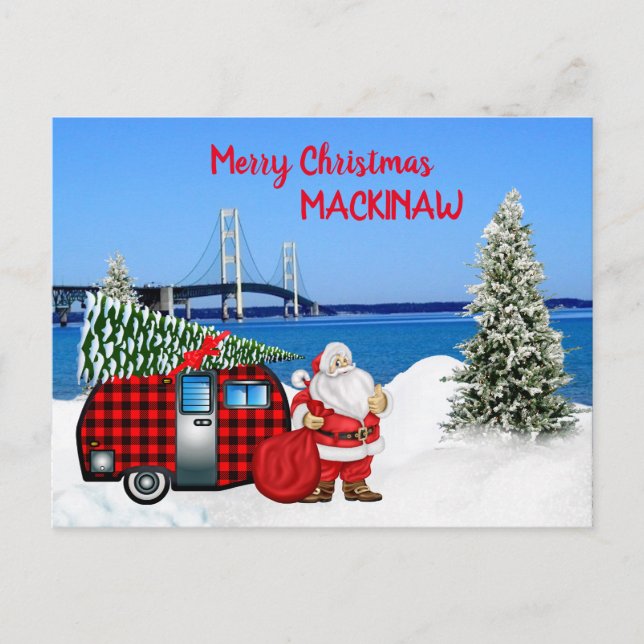 Tarjeta de Navidades de la ciudad de Mackinaw con  (Anverso)