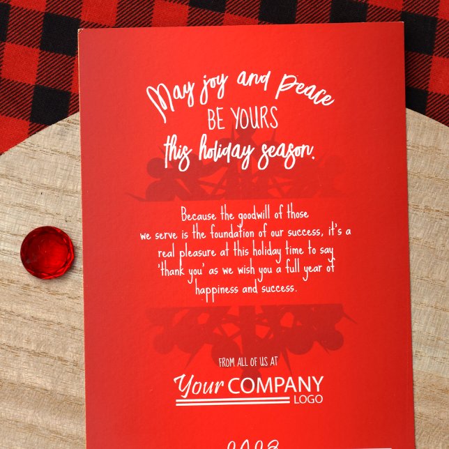 Tarjeta de Navidades de la compañía Ruby Red Snowf (Modern Red White Logo, Company Holiday greeting Cards for Red Business Logo )