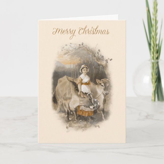 Tarjeta de Navidades de la escena de la granja de  (Anverso)