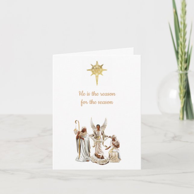 Tarjeta de Navidades de la escena de la natividad  (Anverso)