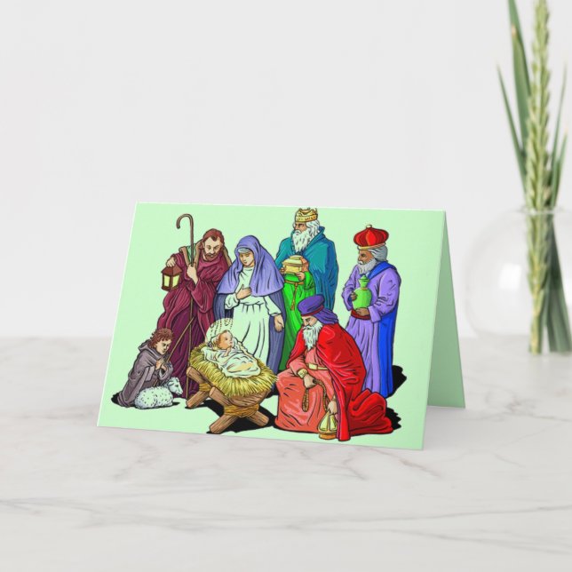 tarjeta de navidades de la escena de natividad (Anverso)