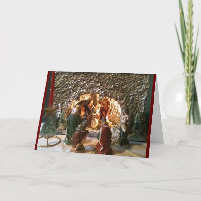 Tarjeta de Navidades de la escena de natividad de  (Anverso)