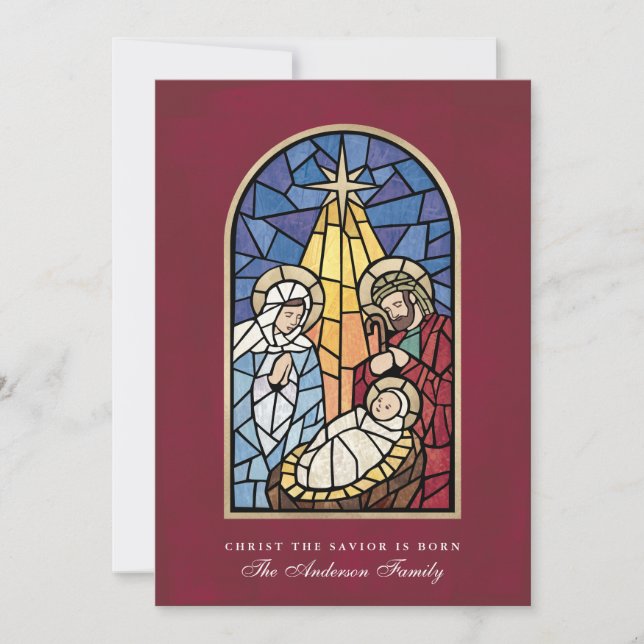 Tarjeta de Navidades de la escena de natividad de  (Anverso)