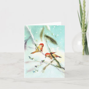 Tarjeta de Navidades de la escena invernal Aves Vi