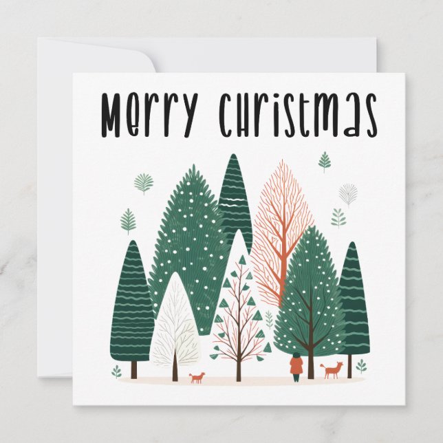 Tarjeta de Navidades de la familia Cute Winter Pin (Anverso)