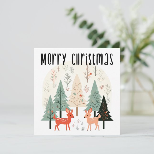 Tarjeta de Navidades de la familia Cute Winter Woo (Anverso de pie)