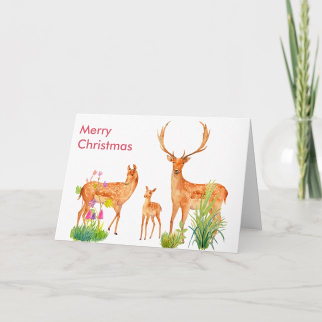 Tarjeta de Navidades de la familia de ciervos acuá (Anverso)
