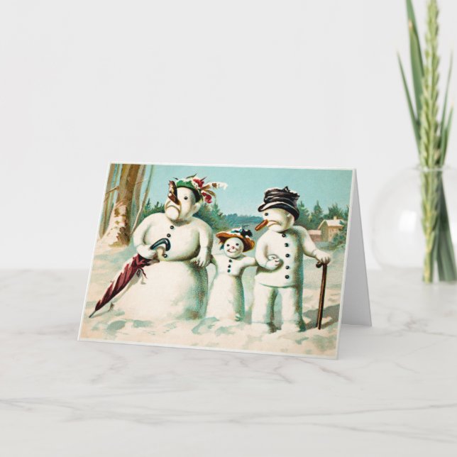 Tarjeta de Navidades de la familia Snowman de Vict (Anverso)