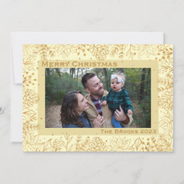 Tarjeta de Navidades de la floración de crema y or